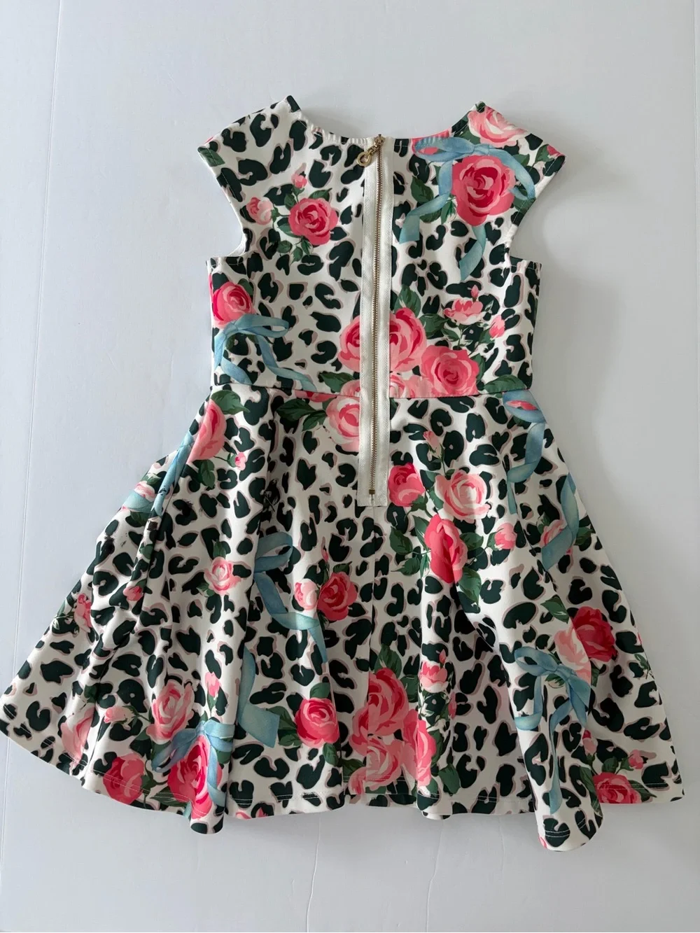 Hannah Banana Girls' Leopard And Rose Skater Dress Size 8 Back To School Fun